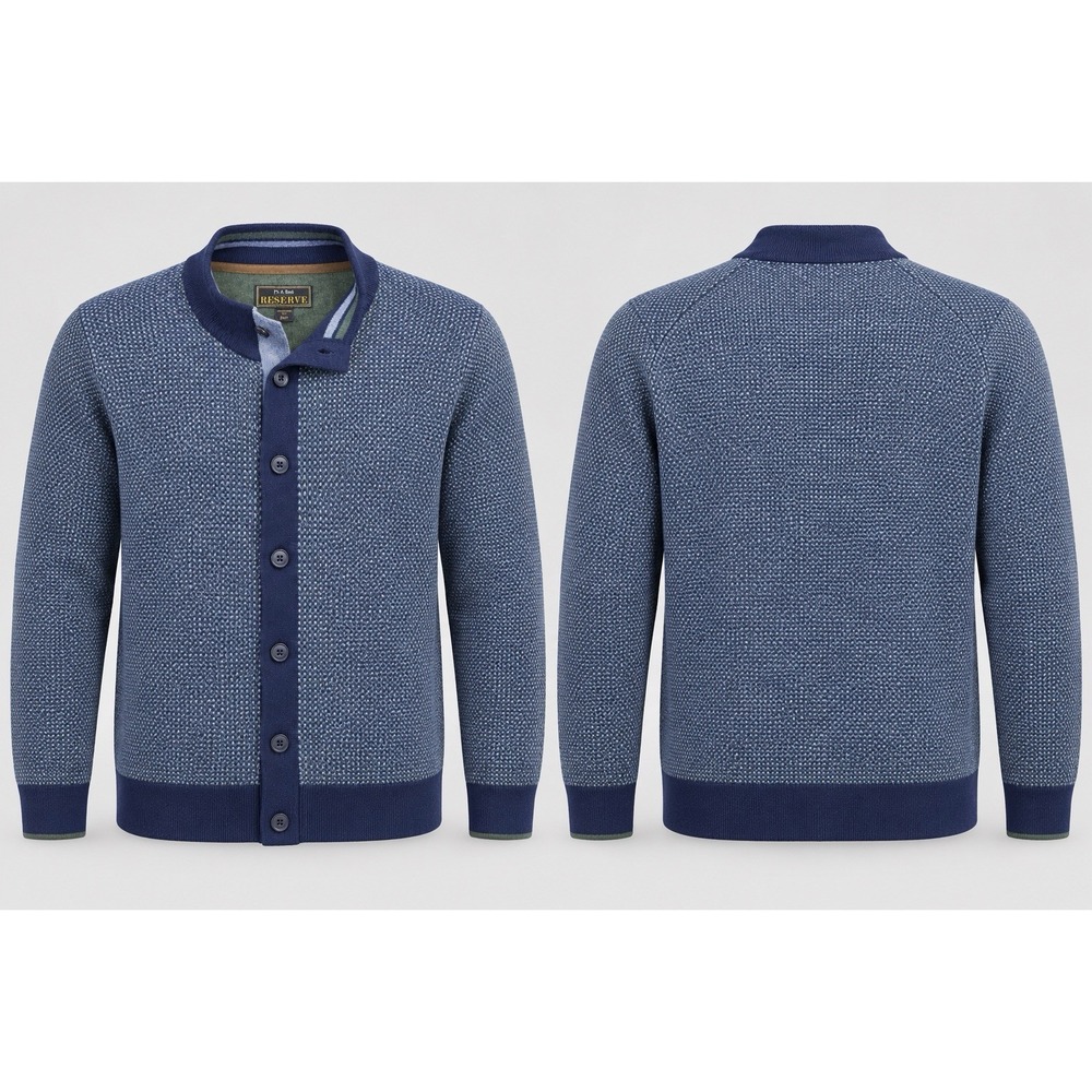 Jos. A. Bank Reserve Quarter Zip 80%wool Mens XXL Blue Plaid Glen Check Sweater